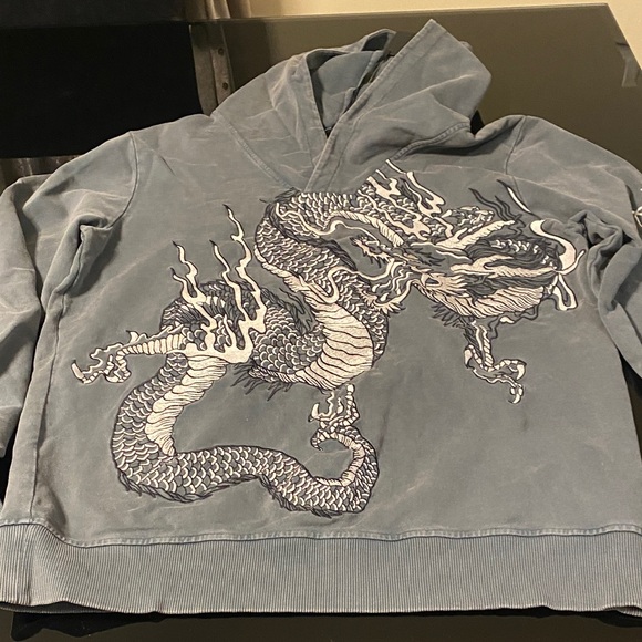 Balmain Gray Dragon Embroidered Sweater
